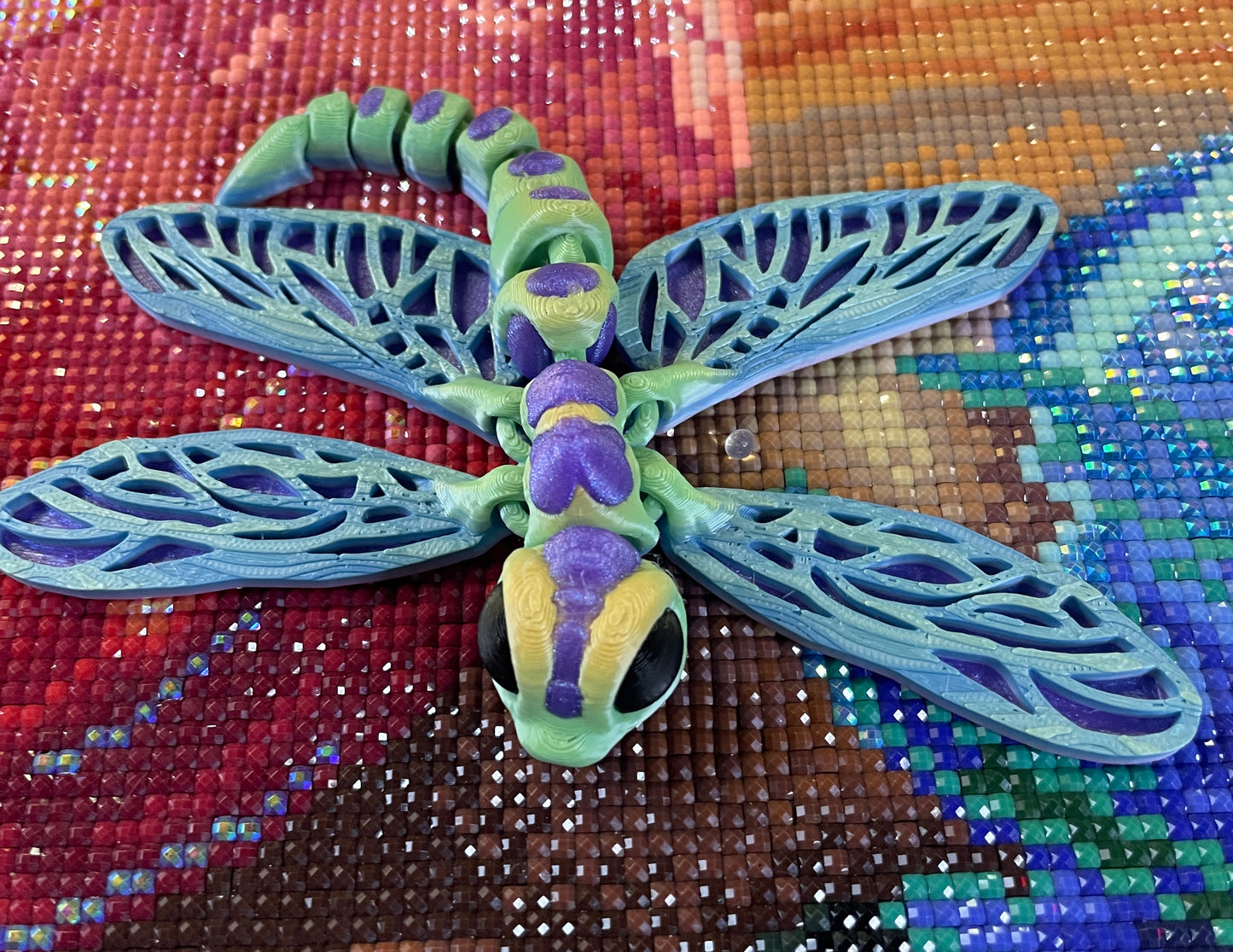 Diamond Painters Little Buddies Dragon Fly for Company While Painting.