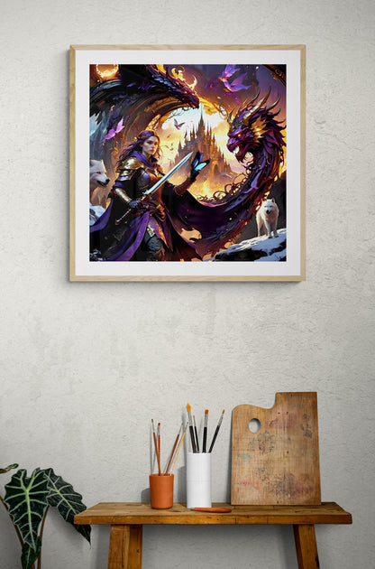 Dragonlings Fantasy Sparkills, handgerendertes Diamant-Kunstgemälde, 95 x 52,8 cm (37,4 x 20,79 Zoll).